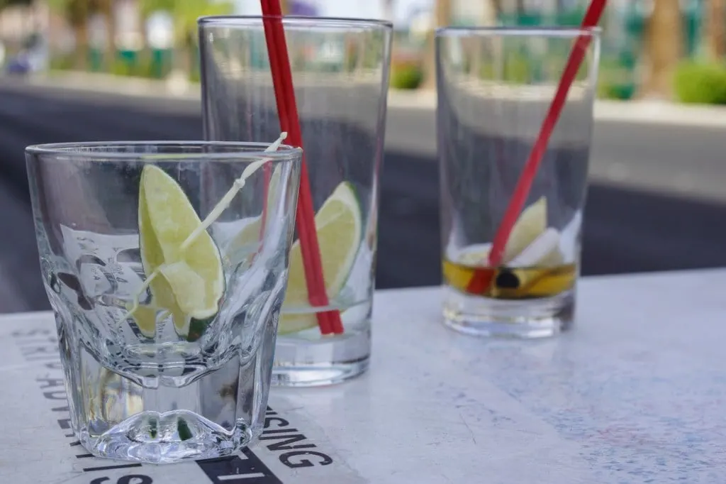 Empty cocktail glasses on a table. We're not talking about that kind of Las Vegas Bender.